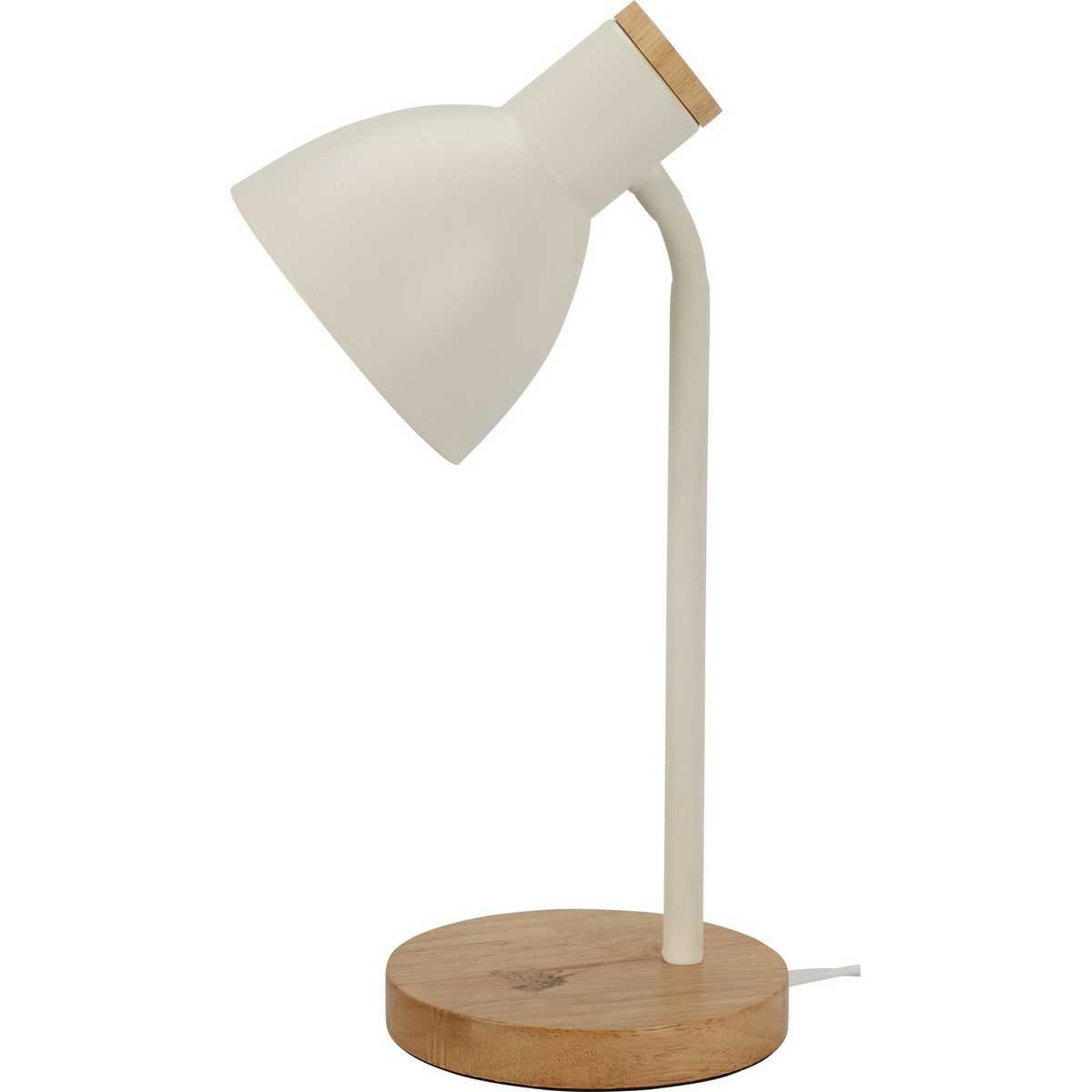 Kovová stolní lampa s dřevěným podstavcem Solano bílá