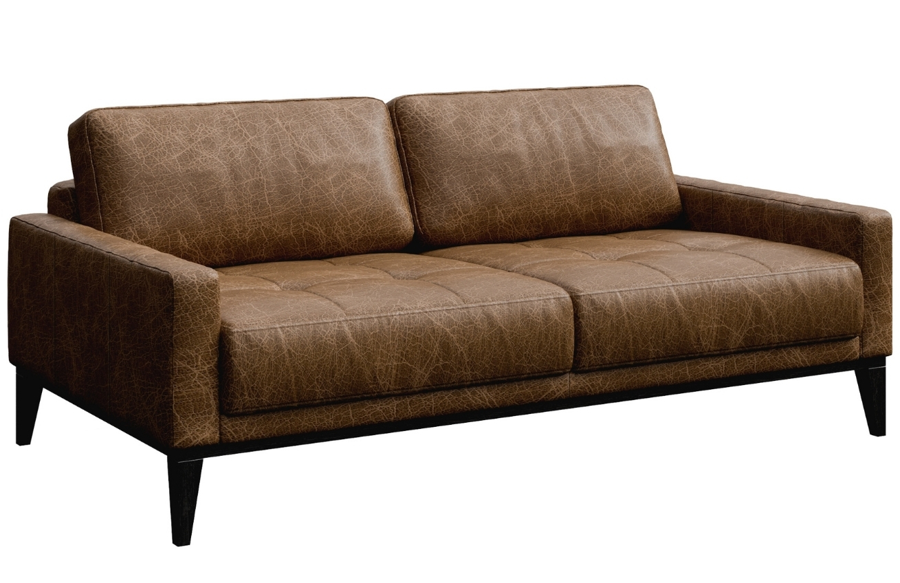 Hnědá vintage kožená pohovka MESONICA Musso Tufted 173 cm