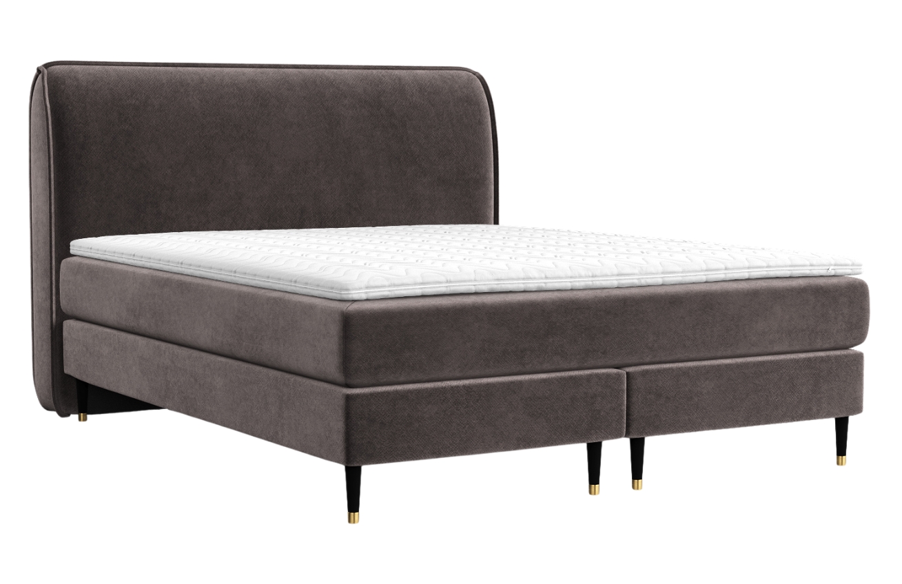 Maison de Rêve Hnědá sametová postel boxspring OFFO 160 x 200 cm