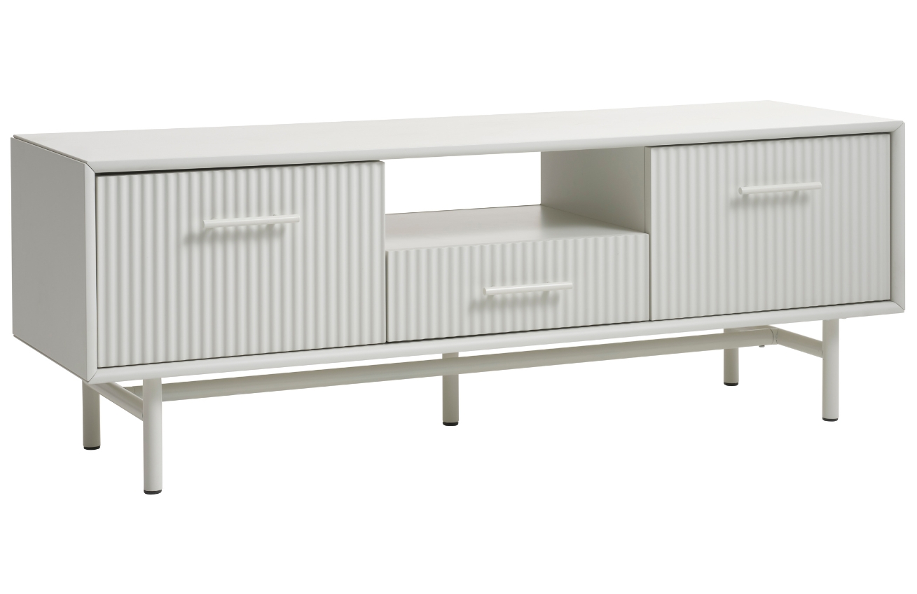 Šedý lakovaný TV stolek Unique Furniture Palma 140 x 45 cm