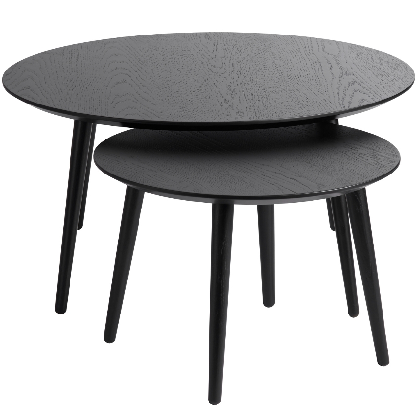 Set dvou černých dubových konferenčních stolků Unique Furniture Adda 58/88 cm