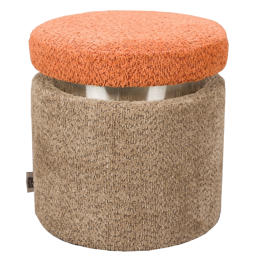 Hnědo-oranžový bouclé taburet DUTCHBONE SEN 39 cm